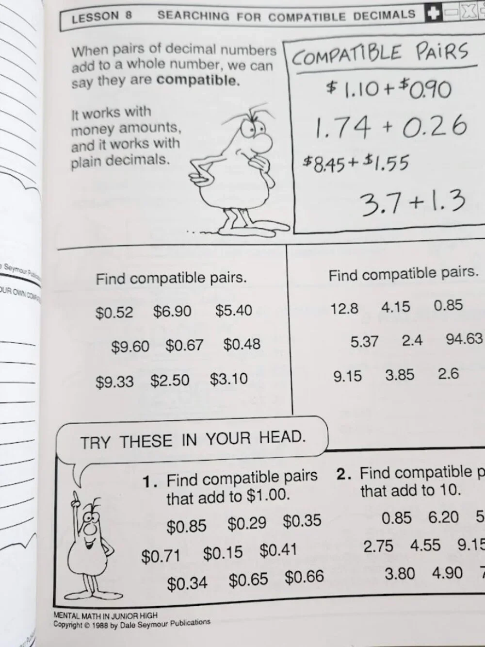 Mental Math in Junior High Workbook Grades 7-9 Paperback Activity Book Mathemati